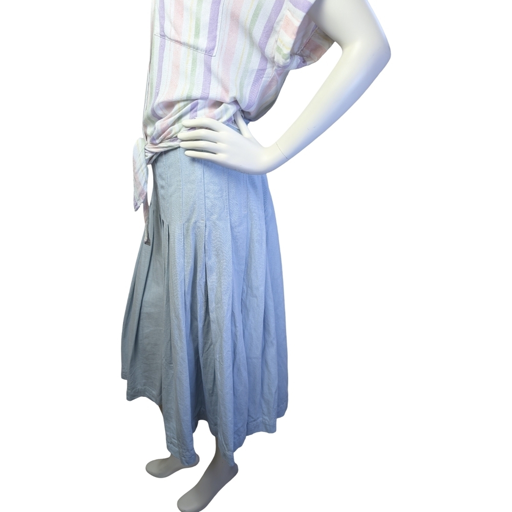 Babaton Light Wash Denim Pleated Midi Skirt | Aritzia | Size 10 - Picture 6 of 11